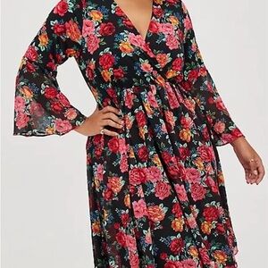 Mini Chiffon And Studio Knit Surplice Dress - Torrid